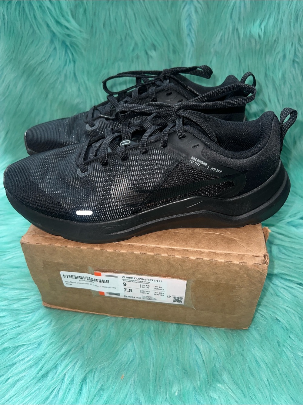 Women's Size 9 Nike Downshifter 12 Running Shoes Black/Black-Dk Smoke Grey